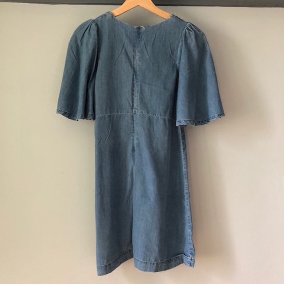 Zara Chambray Flutter Sleeve Shift Dress XS - Picture 6 of 7